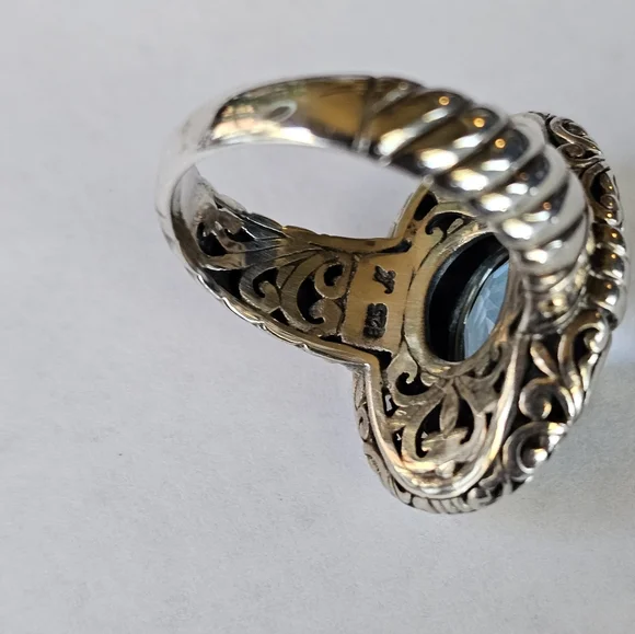 Natural Sky Blue Topaz Ring in 18K & Sterling Silver Sz 8! - Picture 5 of 8